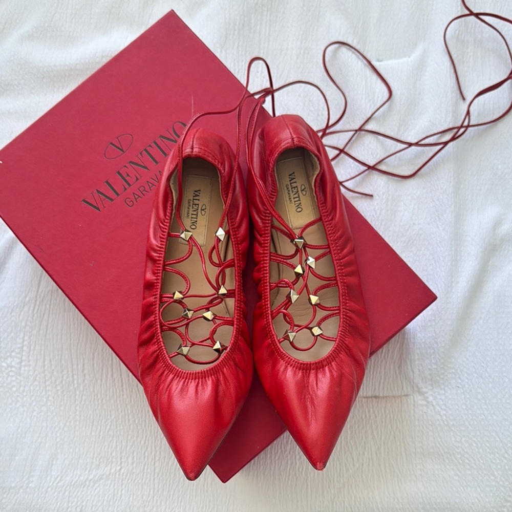 Valentino Red Flats with Elegant Design